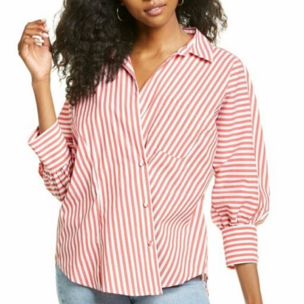 HABITUAL | Striped Asymmetrical‎ Blouse | XS